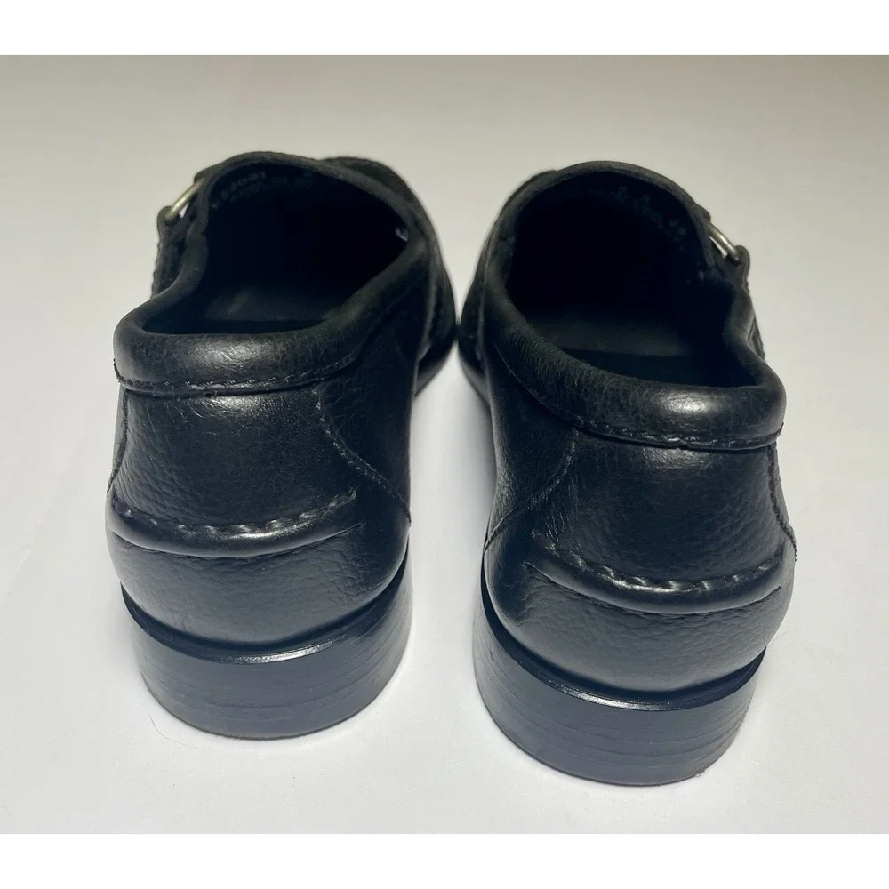Vintage POLO Ralph Lauren Black Pebble Leather Buckle Loafers 8 D Made In Mexico